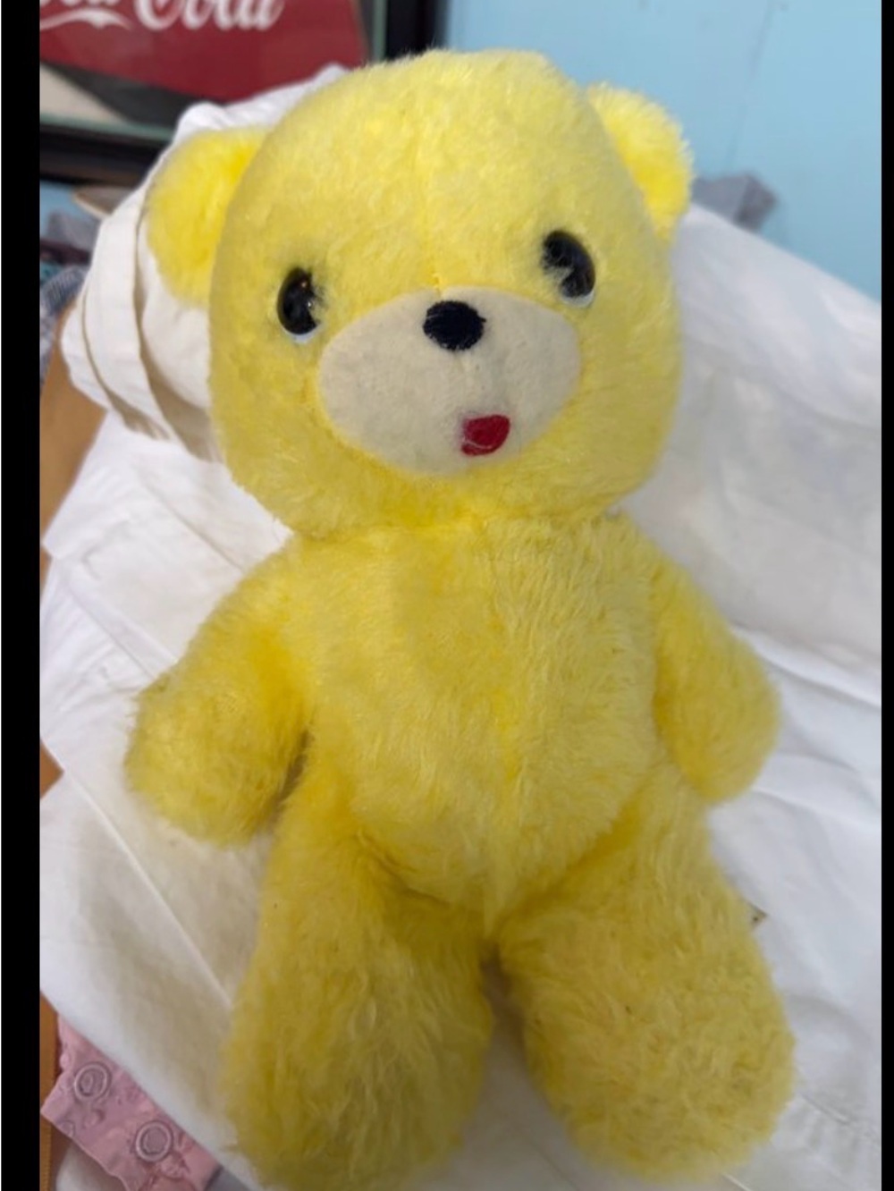Vintage Yellow Plush Teddy Bear Soft Stuffed Toy